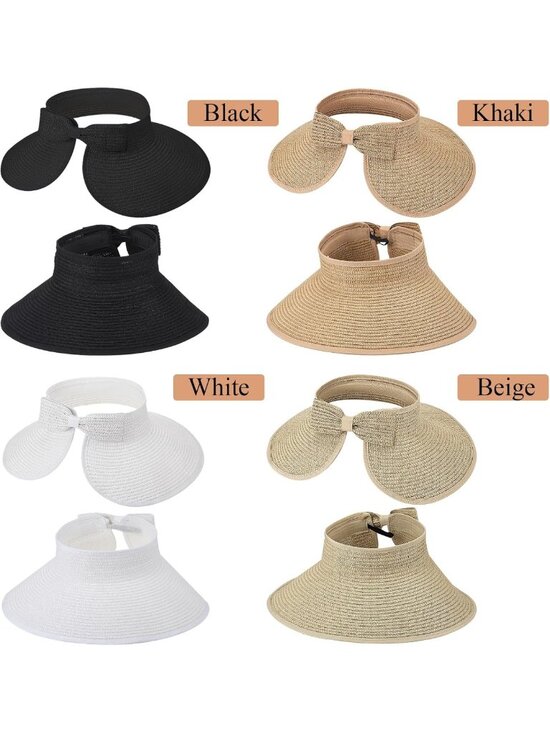 Packable Wide Brim Sun Visor Hat for Women - Adjustable, Foldable, Ponytail main image 4
